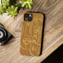 Abstract Face Line Art Slim Phone Case | Minimalist Brown Sketch