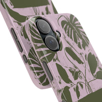Slim Phone Case — Retro Monstera Plant Pink Green Botanical Design