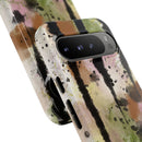 Watercolor Ink Splash Tough Phone Case — Abstract Olive, Blush & Charcoal Protective Cover