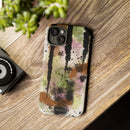 Watercolor Ink Splash Tough Phone Case — Abstract Olive, Blush & Charcoal Protective Cover
