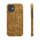 Abstract Face Line Art Slim Phone Case | Minimalist Brown Sketch
