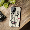 Abstract Face Line Art Slim Phone Case | Minimal Pink Accent