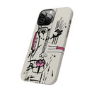 Abstract Face Line Art Slim Phone Case | Minimal Pink Accent