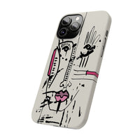 Abstract Face Line Art Slim Phone Case | Minimal Pink Accent