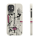 Abstract Face Line Art Slim Phone Case | Minimal Pink Accent