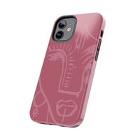 Abstract Line Face Tough Phone Case | Blush Pink Minimalist Art