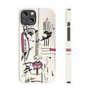 Abstract Face Line Art Slim Phone Case | Minimal Pink Accent