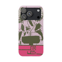 Slim Phone Case — Retro Monstera Plant Pink Green Botanical Design