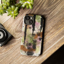 Watercolor Ink Splash Tough Phone Case — Abstract Olive, Blush & Charcoal Protective Cover