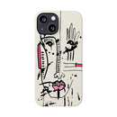 Abstract Face Line Art Slim Phone Case | Minimal Pink Accent