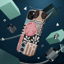 Abstract Floral Magnetic Phone Case — Impact-Resistant Protective Cover with Pink & Teal Collage Design