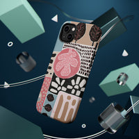Abstract Floral Magnetic Phone Case — Impact-Resistant Protective Cover with Pink & Teal Collage Design