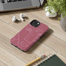 Abstract Line Face Tough Phone Case | Blush Pink Minimalist Art
