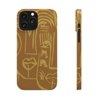 Abstract Face Line Art Slim Phone Case | Minimalist Brown Sketch
