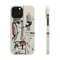 Abstract Face Line Art Slim Phone Case | Minimal Pink Accent