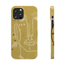 Abstract Line Face Slim Phone Case | Minimalist Art, Mustard Yellow