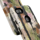 Watercolor Ink Splash Tough Phone Case — Abstract Olive, Blush & Charcoal Protective Cover
