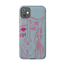 Abstract Line Face Slim Phone Case | Minimalist Portrait, Dusty Blue & Rose