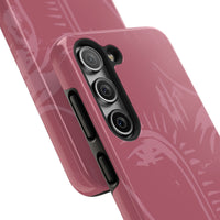 Abstract Line Face Tough Phone Case | Blush Pink Minimalist Art
