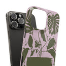 Slim Phone Case — Retro Monstera Plant Pink Green Botanical Design