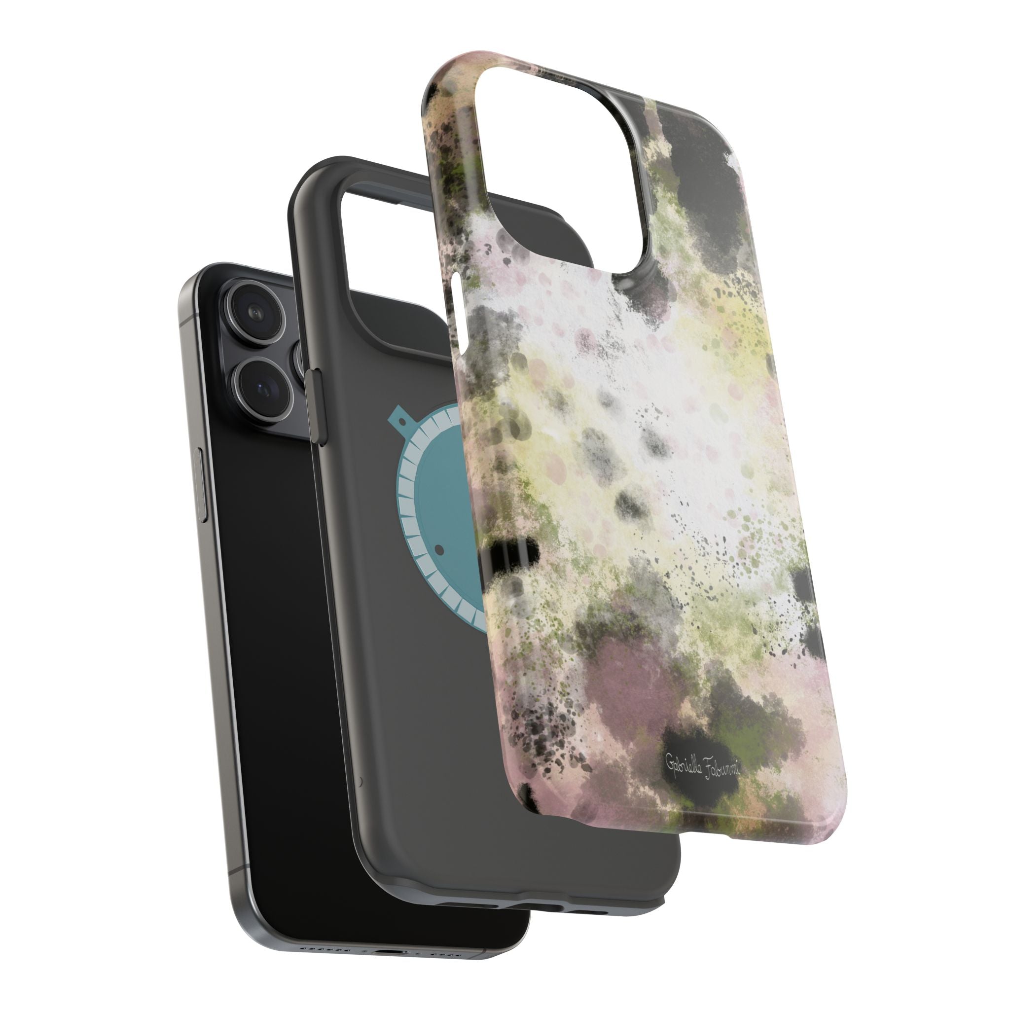 Watercolor Moss Phone Case — Impact‑Resistant Magnetic iPhone Cover