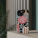 Abstract Floral Magnetic Phone Case — Impact-Resistant Protective Cover with Pink & Teal Collage Design