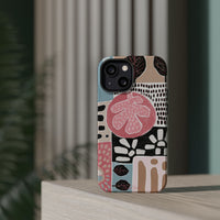 Abstract Floral Magnetic Phone Case — Impact-Resistant Protective Cover with Pink & Teal Collage Design