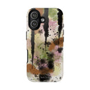 Watercolor Ink Splash Tough Phone Case — Abstract Olive, Blush & Charcoal Protective Cover