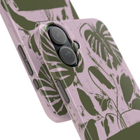 Slim Phone Case — Retro Monstera Plant Pink Green Botanical Design