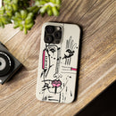 Abstract Face Line Art Slim Phone Case | Minimal Pink Accent