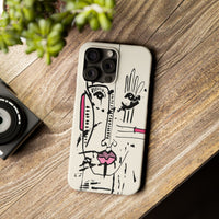 Abstract Face Line Art Slim Phone Case | Minimal Pink Accent