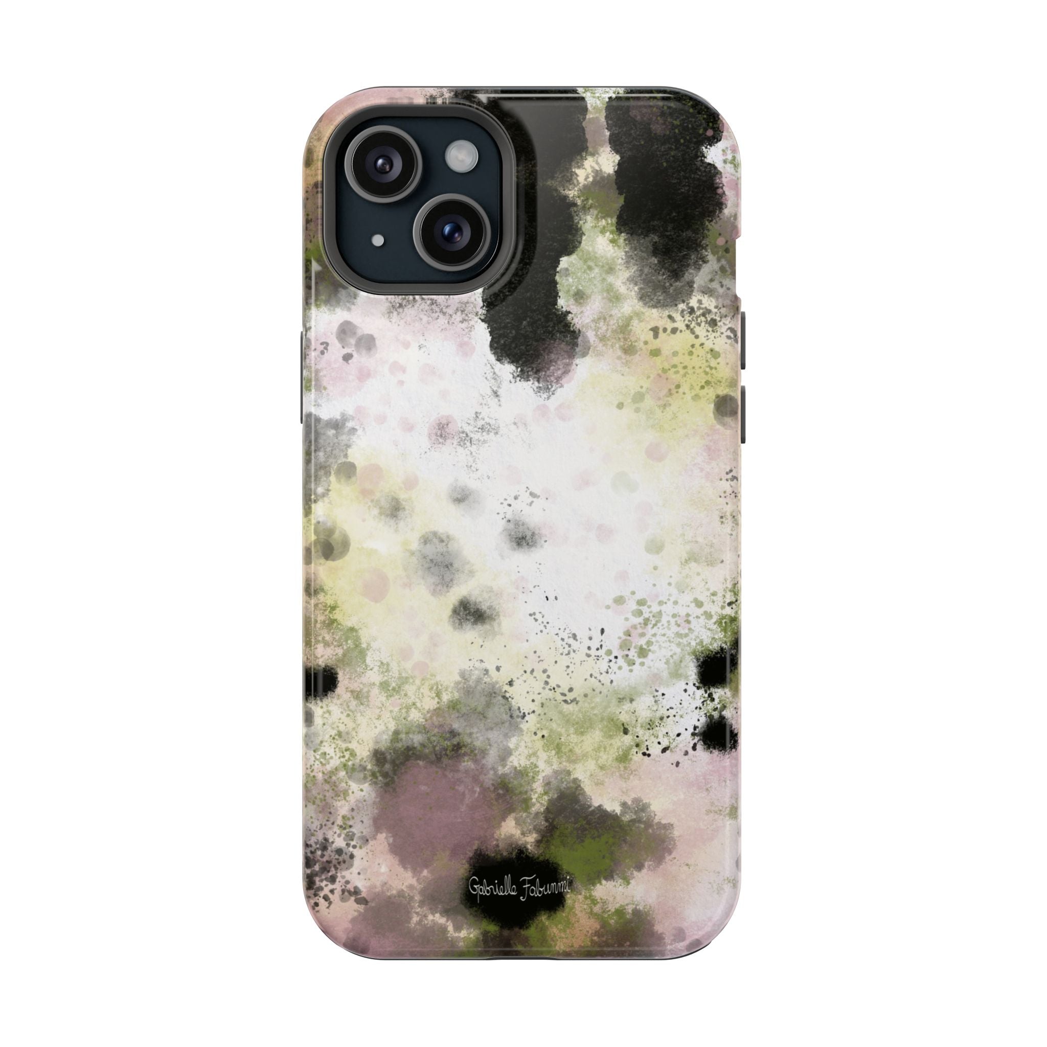 Watercolor Moss Phone Case — Impact‑Resistant Magnetic iPhone Cover