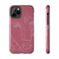 Abstract Line Face Tough Phone Case | Blush Pink Minimalist Art