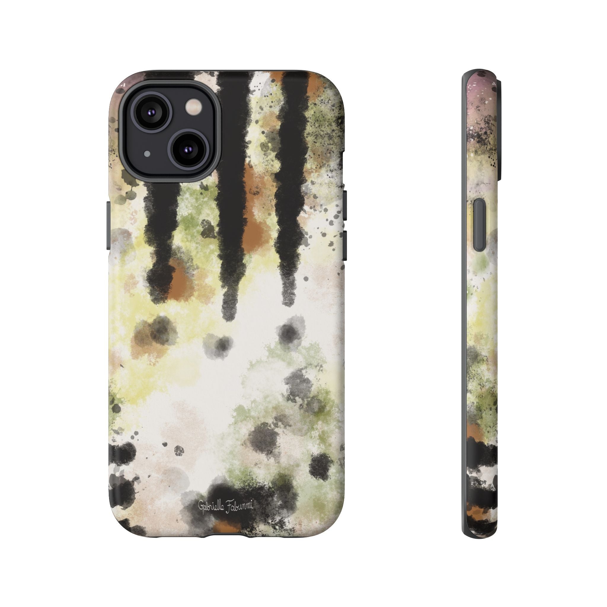 Abstract Camouflage Tough Phone Case — Watercolor Drip Design