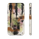 Watercolor Ink Splash Tough Phone Case — Abstract Olive, Blush & Charcoal Protective Cover