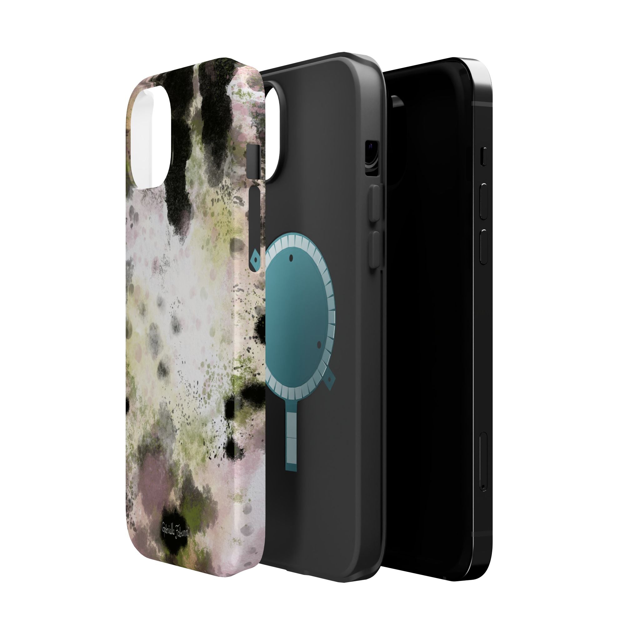 Watercolor Moss Phone Case — Impact‑Resistant Magnetic iPhone Cover