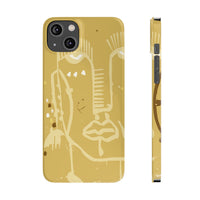 Abstract Line Face Slim Phone Case | Minimalist Art, Mustard Yellow