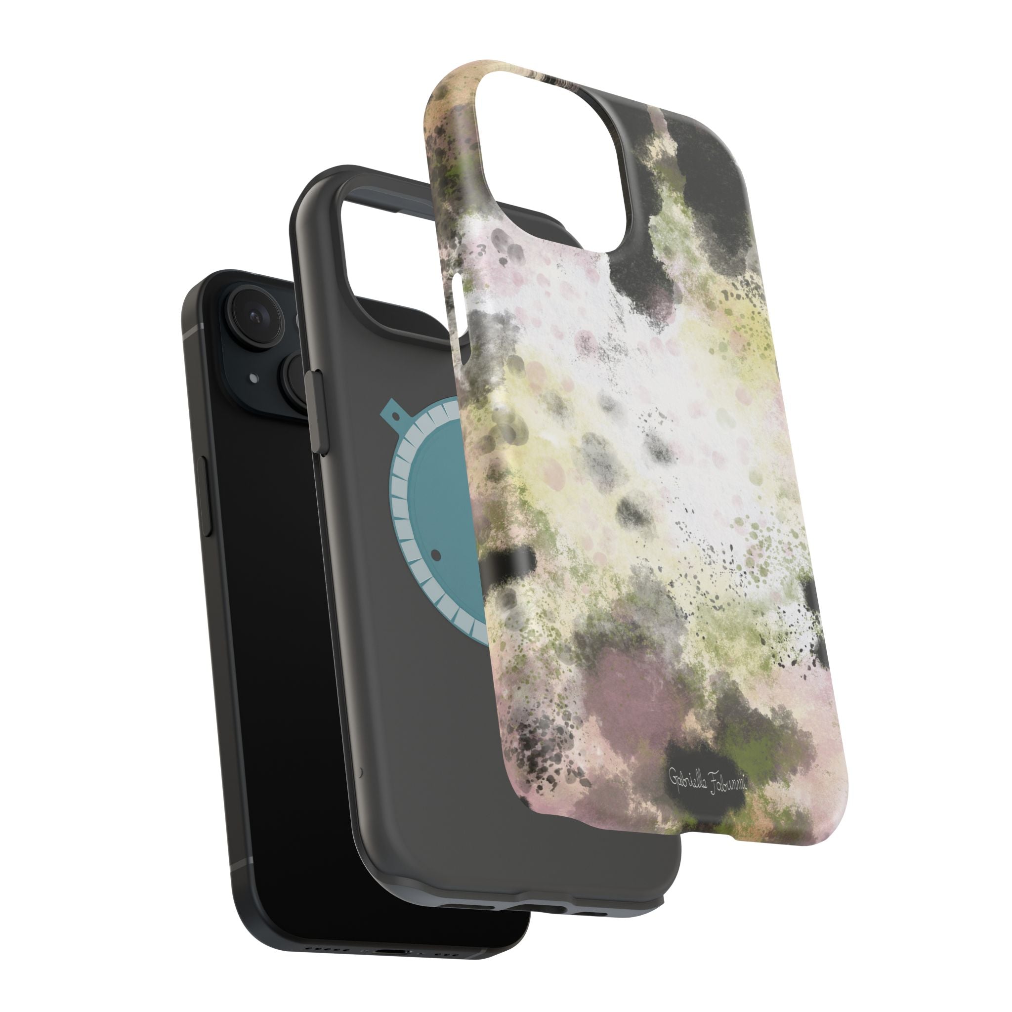 Watercolor Moss Phone Case — Impact‑Resistant Magnetic iPhone Cover