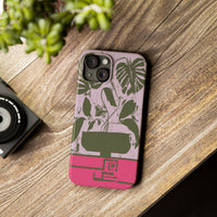 Slim Phone Case — Retro Monstera Plant Pink Green Botanical Design