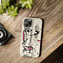 Abstract Face Line Art Slim Phone Case | Minimal Pink Accent