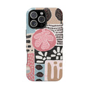 Abstract Floral Magnetic Phone Case — Impact-Resistant Protective Cover with Pink & Teal Collage Design