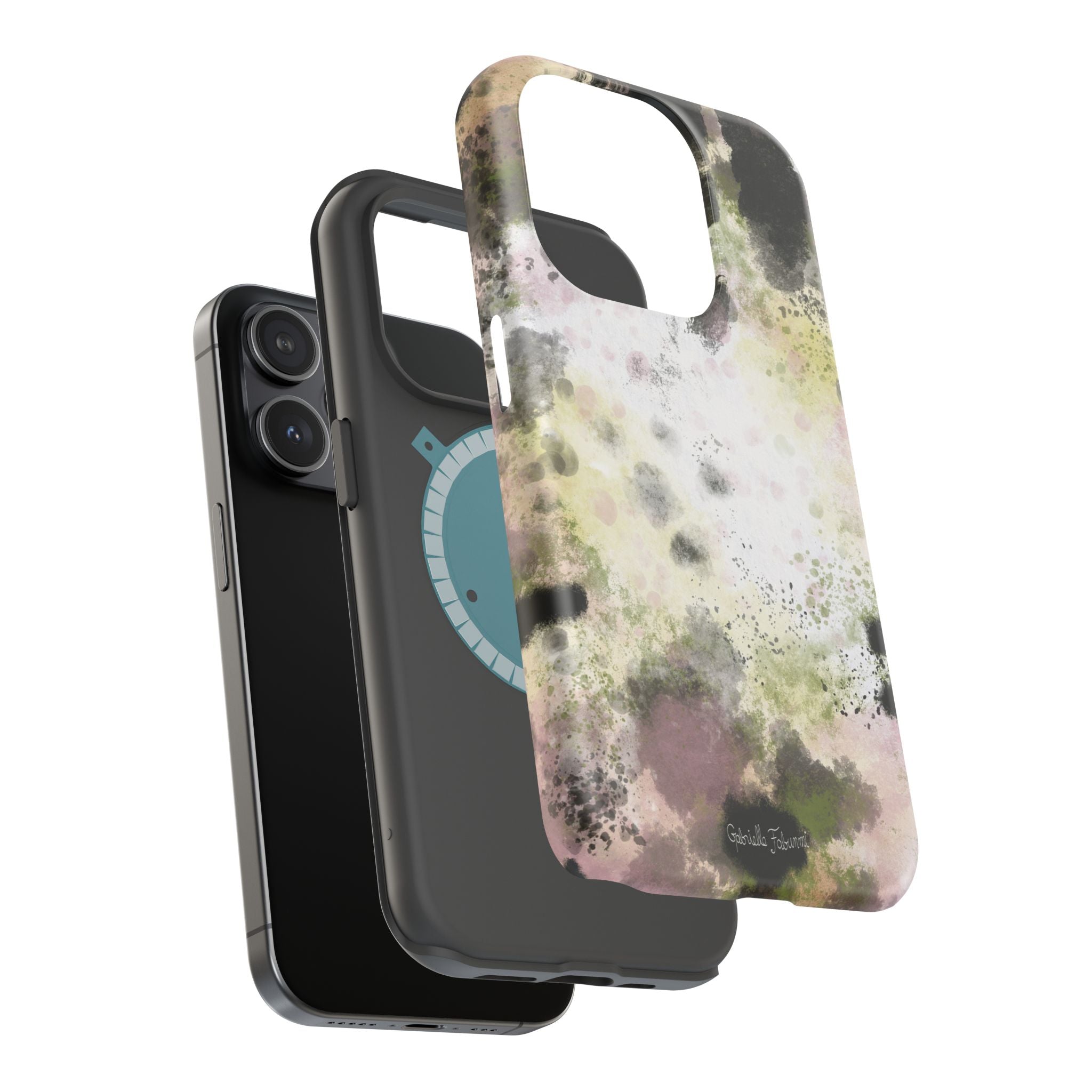 Watercolor Moss Phone Case — Impact‑Resistant Magnetic iPhone Cover