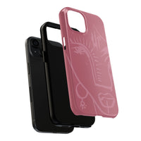Abstract Line Face Tough Phone Case | Blush Pink Minimalist Art