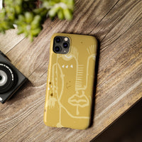 Abstract Line Face Slim Phone Case | Minimalist Art, Mustard Yellow
