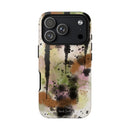 Watercolor Ink Splash Tough Phone Case — Abstract Olive, Blush & Charcoal Protective Cover