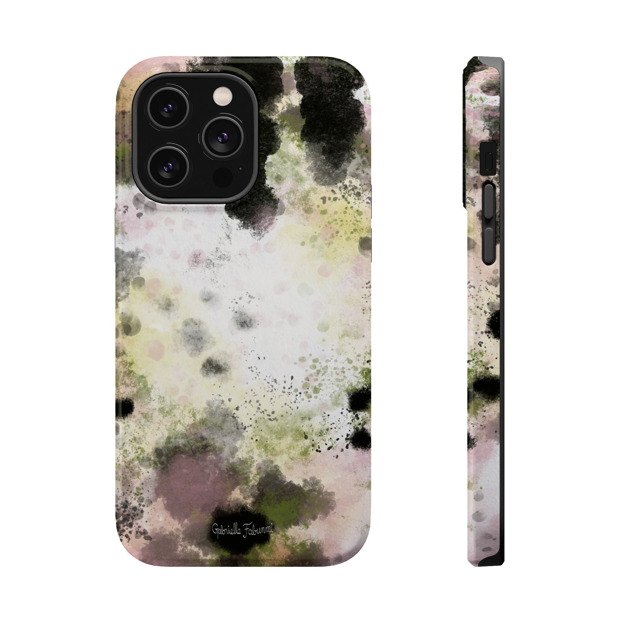 Watercolor Moss Phone Case — Impact‑Resistant Magnetic iPhone Cover
