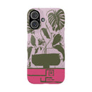 Slim Phone Case — Retro Monstera Plant Pink Green Botanical Design