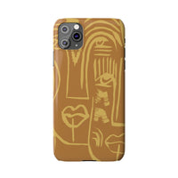 Abstract Face Line Art Slim Phone Case | Minimalist Brown Sketch