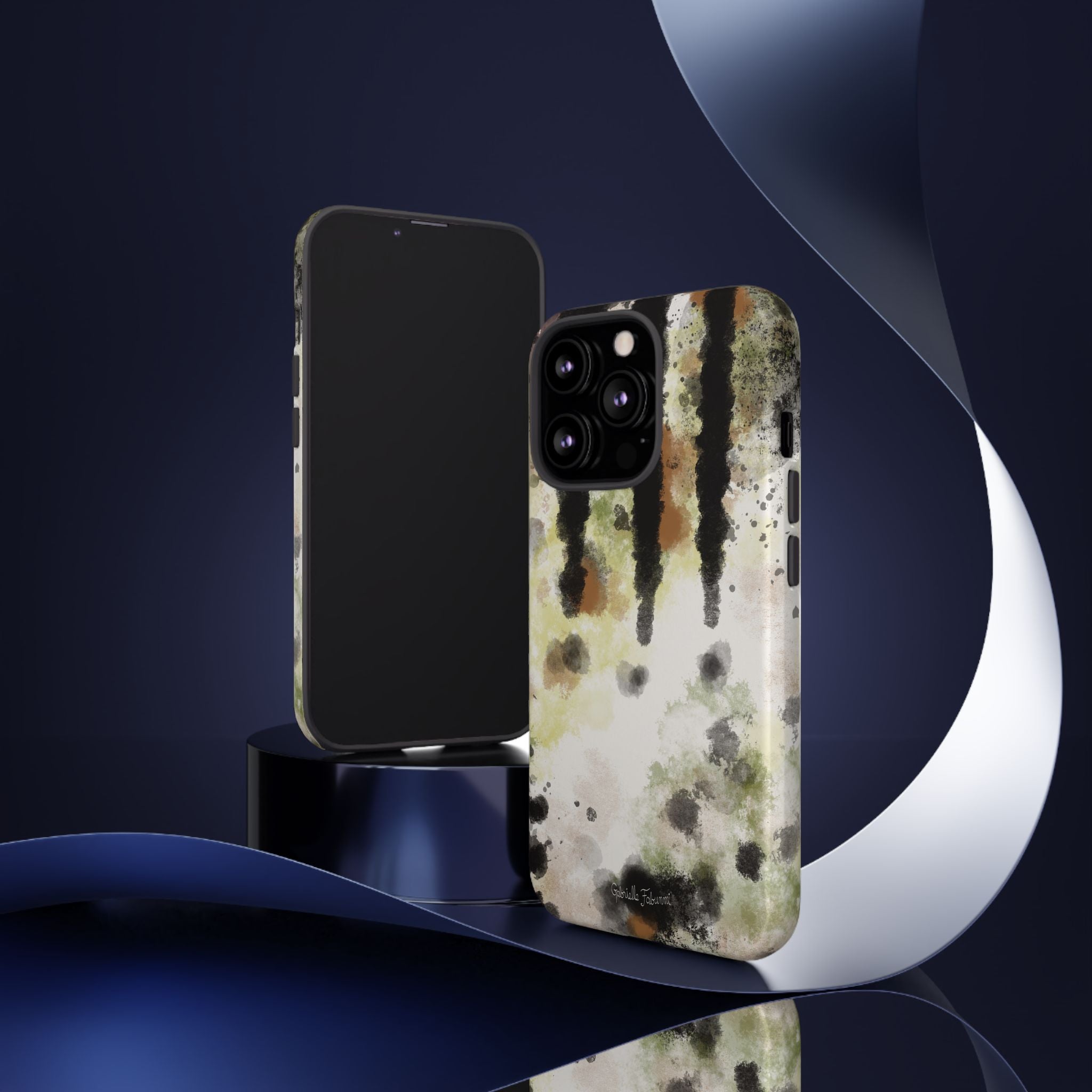 Abstract Camouflage Tough Phone Case — Watercolor Drip Design