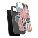 Abstract Floral Magnetic Phone Case — Impact-Resistant Protective Cover with Pink & Teal Collage Design